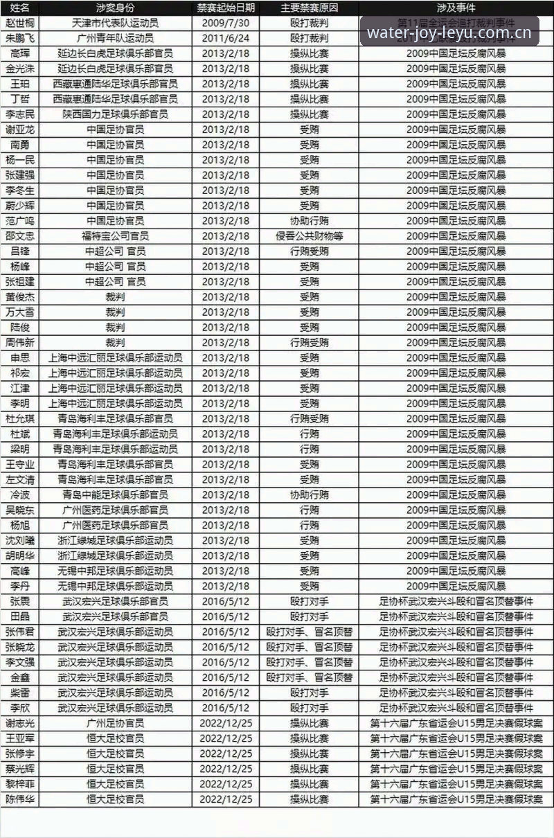 中国足协第三批禁足名单深度解析：17人终身禁赛，48人遭重罚